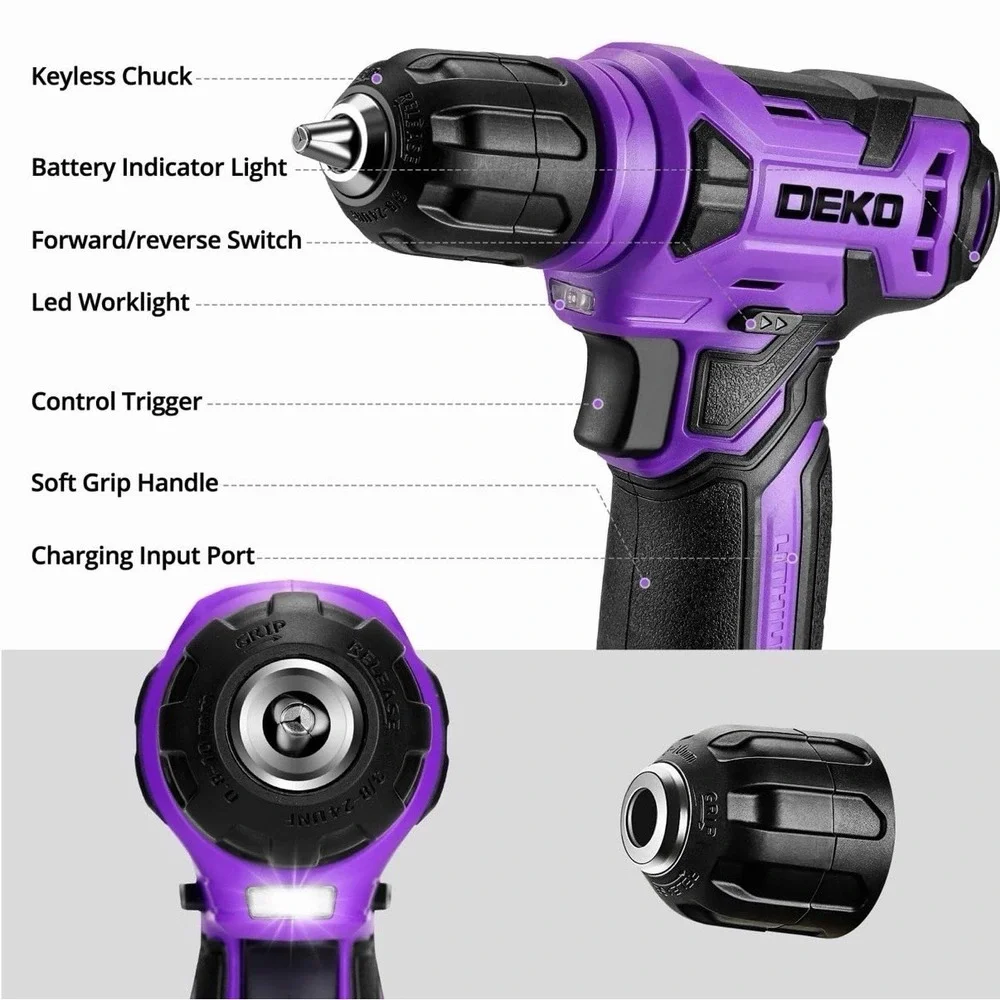 8V Cordless Drill Set: 126 Piece Tool Kit with Drill, Home Tool Set for Women